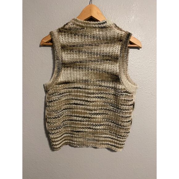 Vintage Campus Casuals Sweater Vest Womens Small Brown Tan Striped Knit 70s - Picture 3 of 6